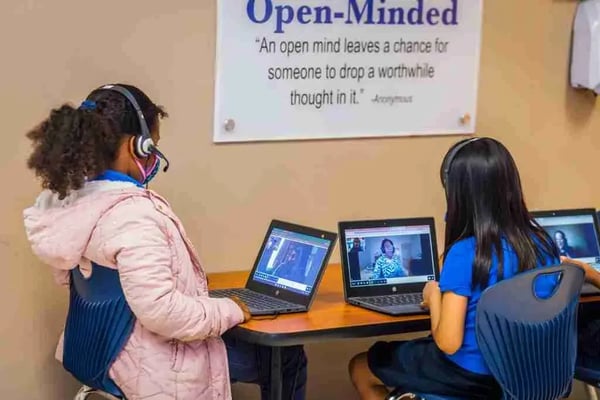 students receiving virtual tutoring from OnYourMark