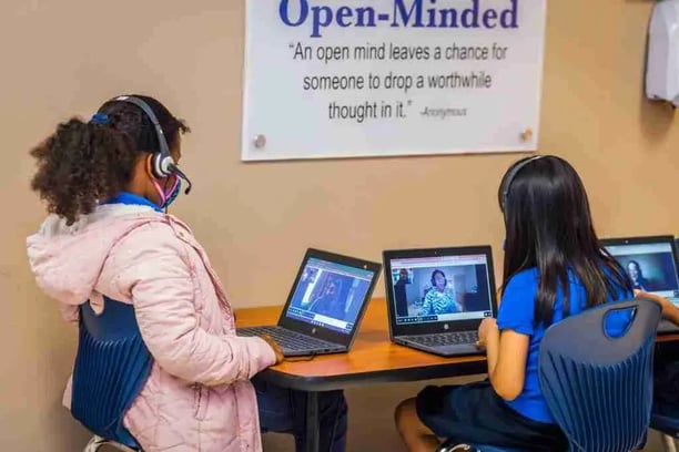 students receiving virtual tutoring from OnYourMark