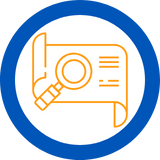 social studies icon: a scroll and magnifying glass